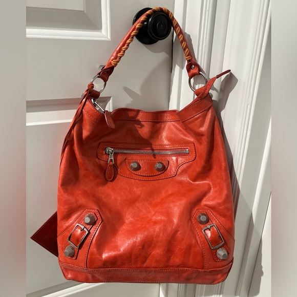 Authentic BALENCIAGA Giant Day Bag with mirror Red/Orange